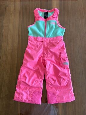 The North Face Pink & Mint Girls' Insulated Snow Overalls